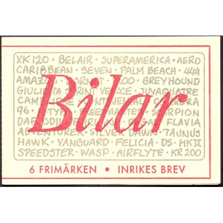 Sverige 1997. Biler. AFA nr. 1947-52 postfrisk stemplet  hæfte FDC