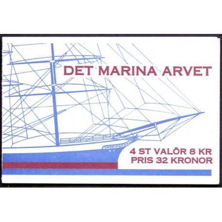 Sverige 1999. Maritim Arv. Skibe. AFA nr. 2036-9 postfrisk stemplet  hæfte FDC parstykkke