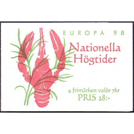 Sverige 1998. CEPT. AFA nr. 1986-7 postfrisk stemplet  hæfte FDC parstykkke
