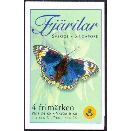Sverige 1999. Sommerfugle. AFA nr. 2065-8 postfrisk stemplet  hæfte FDC parstykkke