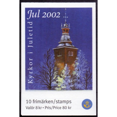 Sverige 2002. Kirker i juletiden. AFA 2250-53,  postfrisk sammentryk   stemplet  hæfte FDC parstykkke