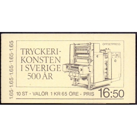 Sverige. 1983. Bogtrykkerkunstens indførelse, AFA nr. 1221-25 postfrisk stemplet  hæfte FDC parstykkke