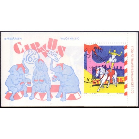 Sverige. 1987. Svensk Cirkuskunst. AFA nr. 1420-22 postfrisk miniark Stemplet hæfte FDC parstykkke SWEDEN **/o