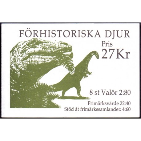 Sverige. 1992. Forhistoriske dyr. AFA nr. 1676-79 postfrisk sammentryk Stemplet hæfte FDC parstykkke SWEDEN **/o