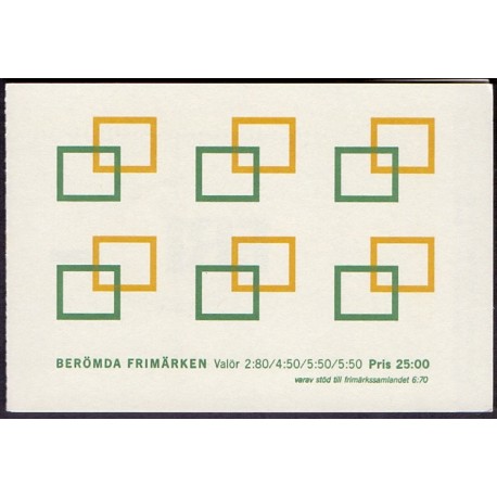 Sverige. 1992. Berømte frimærker. AFA nr. 1645-47 postfrisk miniark  Stemplet hæfte FDC parstykkke SWEDEN **/o