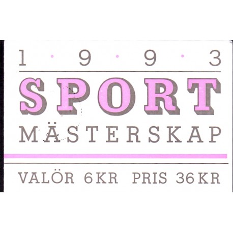 Sverige. 1993 Sportsmesterskaber. AFA nr. 1693-98 postfrisk sammentryk Stemplet hæfte FDC parstykkke SWEDEN **/o
