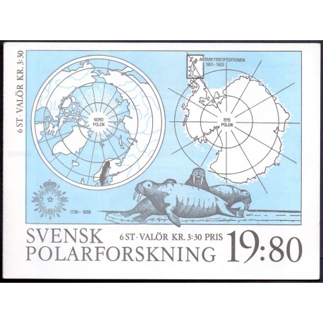Sverige. 1989. Svensk polarforskning. AFA nr. 1504-09 postfrisk sammentryk   Stemplet hæfte FDC parstykkke SWEDEN **/o