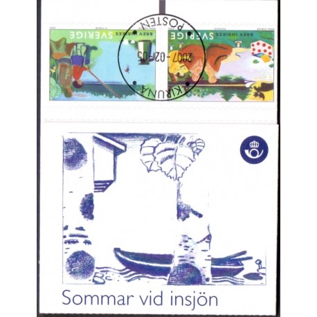 Sverige 2006. Sommer ved søen. AFA nr. 2468-72, postfrisk parstykker sammentryk stemplet  hæfte FDC parstykkke