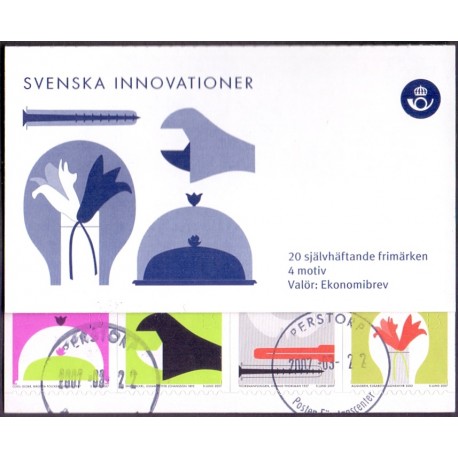 Sverige 2007. Finurlige innovationer. AFA nr. 2511-14, postfrisk sammentryk stemplet  hæfte FDC parstykkke
