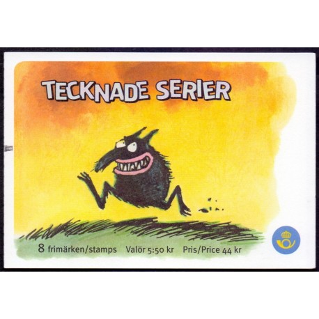Sverige 2008. Tegneserier. AFA nr. 2590-97, postfrisk stemplet  hæfte FDC parstykkke