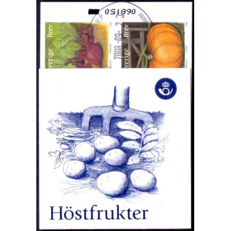 Sverige 2008. Frugter og grønsager. AFA nr. 2601-04, postfrisk hæfte stemplet  hæfte FDC parstykkke