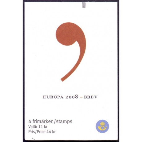 Sverige 2008. Europamærker / CEPT. AFA nr. 2573-74, postfrisk sammentryk stemplet  hæfte FDC parstykkke