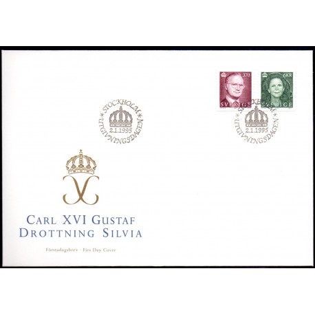 Sverige 1995. Kong Carl og Dr. Silvia. AFA 1787-88, postfrisk stemplet FDC