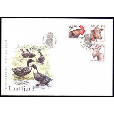 Sverige 1995. Landdyr II, AFA 1789-91, postfrisk stemplet FDC