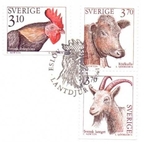 Sverige 1995. Landdyr II, AFA 1789-91, postfrisk stemplet FDC