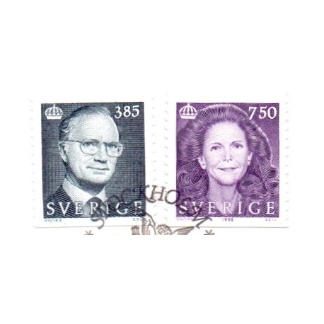 Sverige 1996. Kong Carl og Dr. Silvia. AFA 1858-59, stemplet stemplet FDC