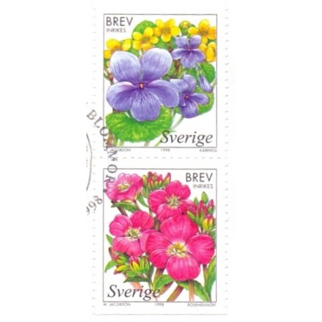 Sverige 1998. Blomster. AFA nr. 1988-9 postfrisk stemplet  hæfte FDC parstykkke