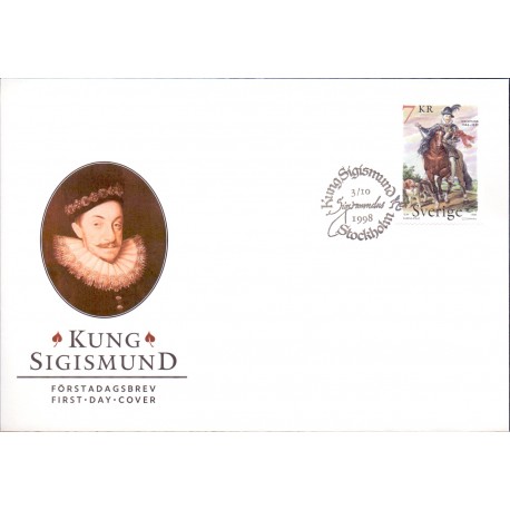 Sverige 1998. Kong Sigsimund. AFA nr. 1999 postfrisk stemplet  hæfte FDC parstykkke