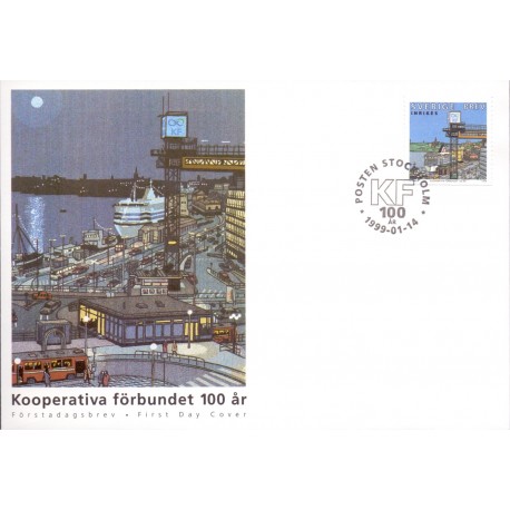 Sverige 1999. Koopertive Forbund. AFA nr. 2025 postfrisk stemplet  hæfte FDC parstykkke