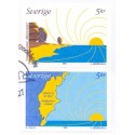 Sverige 1999. Årtusindeskiftet. AFA nr. 2080-81 postfrisk stemplet  hæfte FDC parstykkke