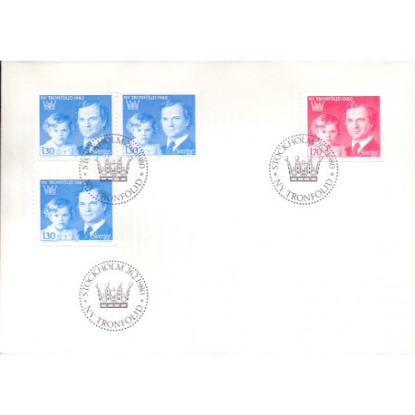 Sverige. 1980. Ny tronfølgeordning. AFA nr. 1106-07 Ch/Cv postfrisk stemplet  hæfte FDC parstykkke