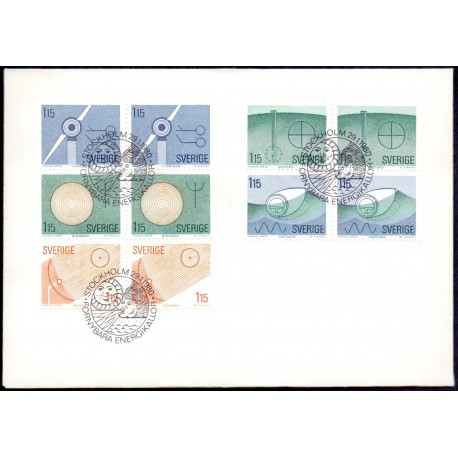 Sverige. 1980 Vedvarende energiformer. AFA nr. 1101-05 postfrisk sammentryk stemplet  hæfte FDC parstykkke