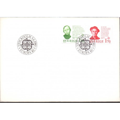 Sverige. 1980. Europamærker / CEPT. AFA nr. 1110-11 postfrisk stemplet  hæfte FDC parstykkke