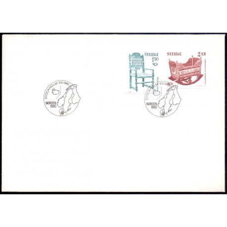 Sverige. 1980. Fællesnordisk udgave. AFA nr. 1119-20, postfrisk stemplet  hæfte FDC parstykkke