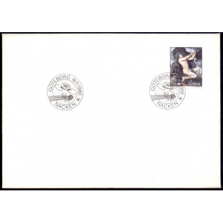 Sverige. 1980.Nøkken. AFA nr. 1132, postfrisk (Cz. Slanias) stemplet  hæfte FDC parstykkke
