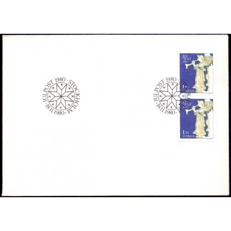 Sverige. 1980. Julefrimærker. AFA nr. 1137 Co/Cn,  postfrisk parstykke  stemplet  hæfte FDC parstykkke