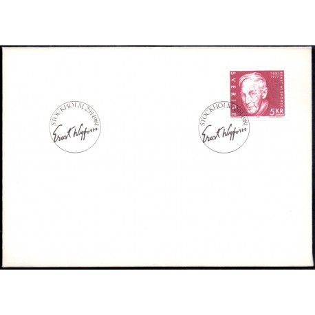Sverige. 1981. Ernst Wigforss. AFA nr. 1138   postfrisk stemplet  hæfte FDC parstykkke