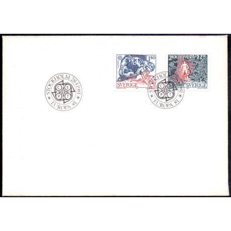 Sverige. 1981. Europamærker / CEPT. AFA nr. 1145-46 postfrisk stemplet  hæfte FDC parstykkke