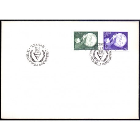 Sverige. 1981. FN's Internationale handicapår. AFA nr. 1147-48 postfrisk  stemplet  hæfte FDC parstykkke