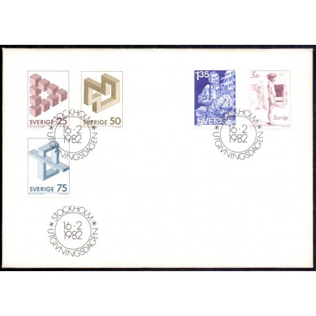 Sverige. 1982. Brugsudgave, AFA nr. 1178-82 postfrisk  stemplet  hæfte FDC parstykkke