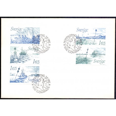 Sverige. 1982. Sømærker, AFA nr. 1192-96 postfrisk  stemplet  hæfte FDC parstykkke