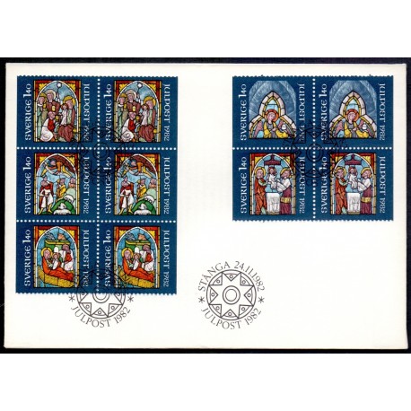 Sverige. 1982. Julefrimærker, AFA nr. 1210-14 postfrisk parstykker stemplet  hæfte FDC parstykkke