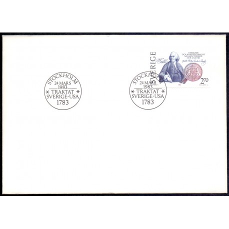 Sverige. 1983. Sverige-USA traktat, AFA nr. 1228 postfrisk  stemplet  hæfte FDC parstykkke