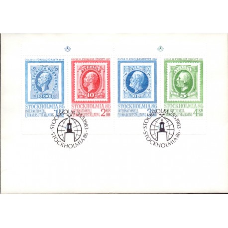 Sverige. 1983. Stochholmai 86, AFA nr. 1234-37 postfrisk miniark stemplet  hæfte FDC parstykkke SWEDEN