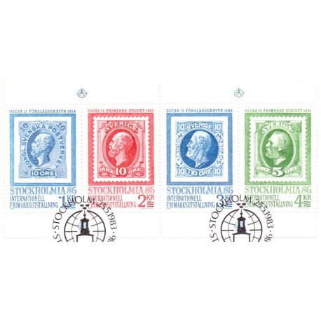 Sverige. 1983. Stochholmai 86, AFA nr. 1234-37 postfrisk miniark stemplet  hæfte FDC parstykkke SWEDEN