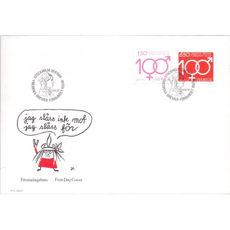 Sverige. 1984. Fredrika Förbundet, AFA nr. 1280-81 postfrisk  Stemplet hæfte FDC parstykkke SWEDEN **/o