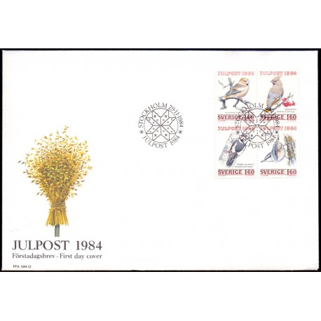 Sverige. 1984. Julefrimærker, AFA nr. 1300-03 postfrisk 4-blok Stemplet hæfte FDC parstykkke SWEDEN **/o