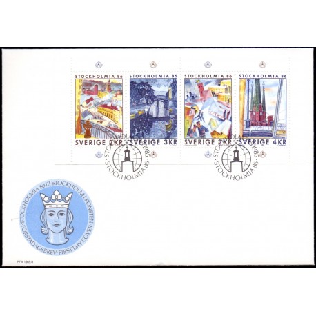 Sverige. 1985. Stockholmia. AFA nr. 1322-25 postfrisk miniark Stemplet hæfte FDC parstykkke SWEDEN **/o