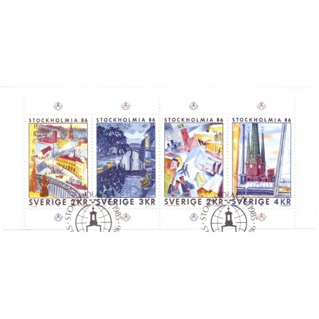 Sverige. 1985. Stockholmia. AFA nr. 1322-25 postfrisk miniark Stemplet hæfte FDC parstykkke SWEDEN **/o