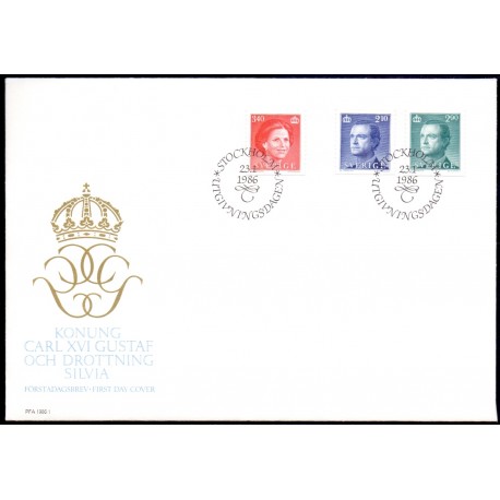 Sverige. 1986. Kong Carl & Dr. Silvia. AFA nr. 1353-55 postfrisk Stemplet hæfte FDC parstykkke SWEDEN **/o