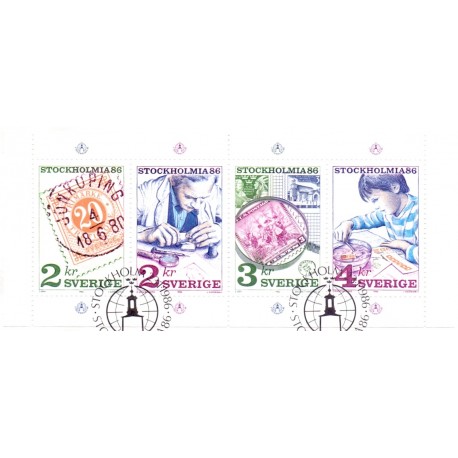 Sverige. 1986. Stockholmia. AFA nr. 1356-59 postfrisk miniark Stemplet hæfte FDC parstykkke SWEDEN **/o