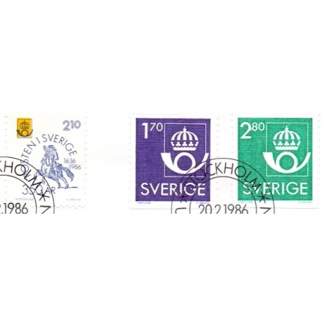 Sverige. 1986. Supperingsværdier og postvæsen jubi. AFA nr. 1363-65 postfrisk Stemplet hæfte FDC parstykkke SWEDEN **/o