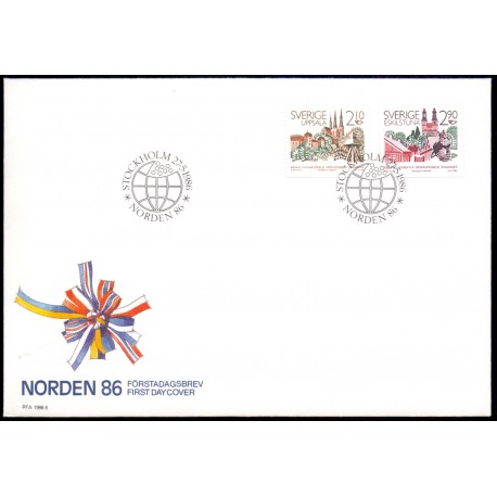 Sverige. 1986. Fællesnordisk udgave. AFA nr. 1375-76 postfrisk Stemplet hæfte FDC parstykkke SWEDEN **/o