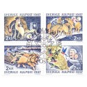 Sverige. 1987. Julefrimærker. AFA nr. 1427-30 postfrisk 4-blok Stemplet hæfte FDC parstykkke SWEDEN **/o
