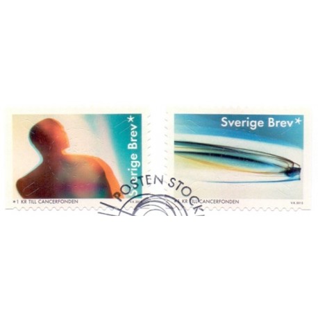 Sverige 2012. Canserfonden. AFA nr. 2814-15 postfrisk stemplet  hæfte FDC parstykkke