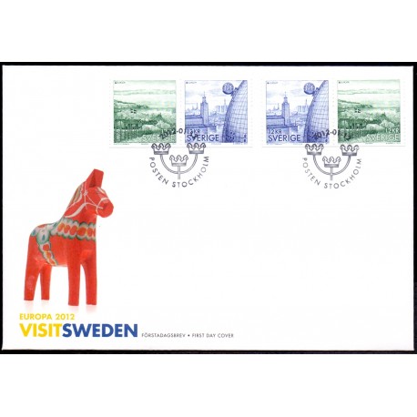 Sverige 2012. Europamærker / CEPT. AFA nr. 2821-22 postfriske parstykker stemplet  hæfte FDC parstykkke